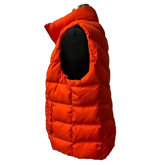 Lands' End Women's Puffer Vest Size L Orange Winter Zip Up - Picture 2 of 5